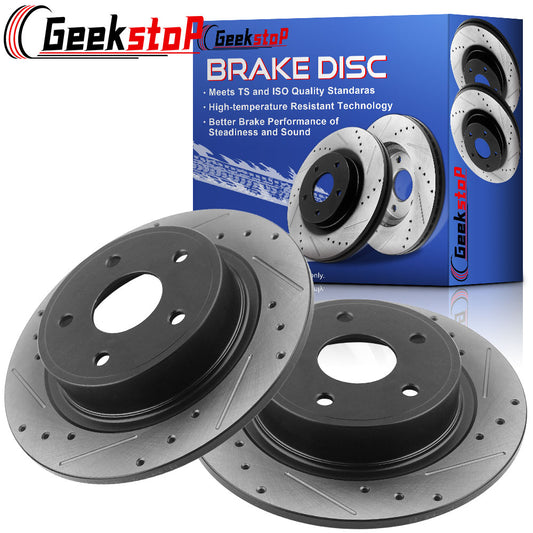 Ford Expedition F150 Navigator REAR DRILLED Brake Rotors Ceramic Pads