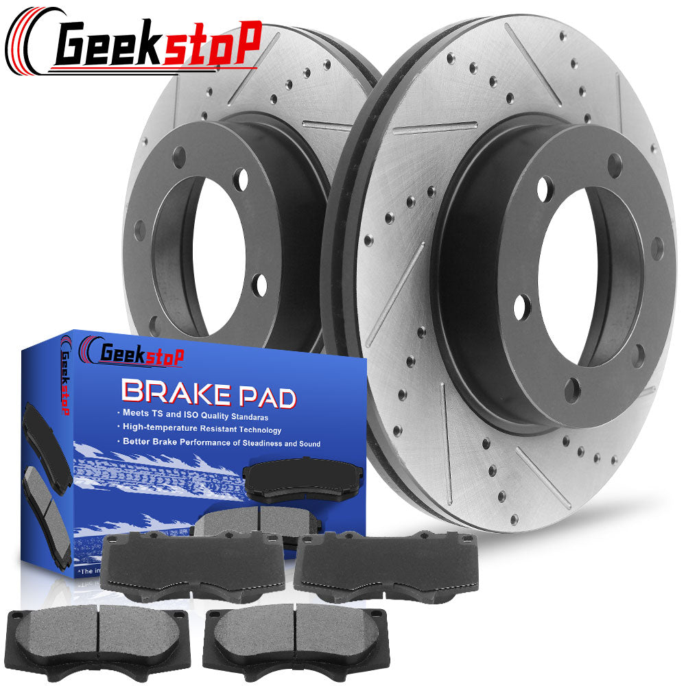 Expedition Navigator REAR E-Coated Drilled Brake Rotors Brake Pads