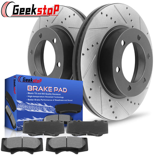 Expedition Navigator REAR E-Coated Drilled Brake Rotors Brake Pads