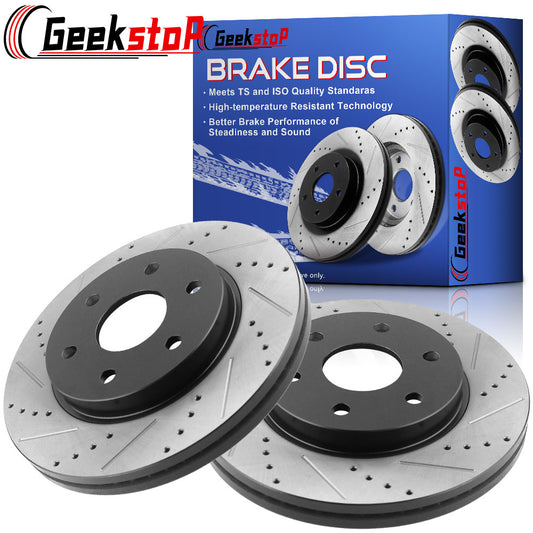 GEEKSTOP Drilled & Slotted Rear Brake Rotors fits for Replacement for Buick Enclave 2008 - 2017, Chevrolet Traverse 2009 - 2017, GMC Acadia 2007 - 2016, Saturn Outlook 2007 - 2010