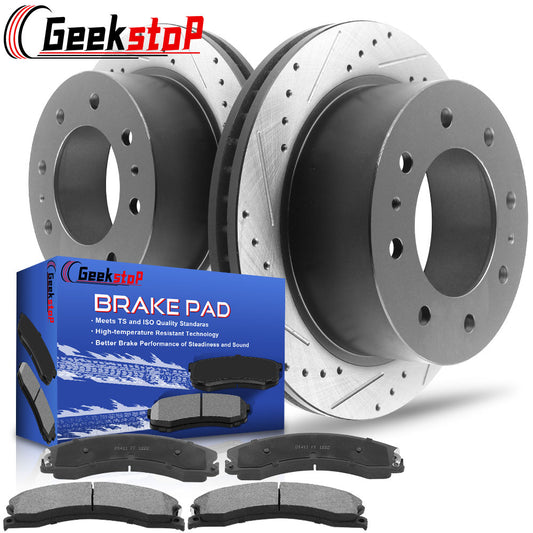 Silverado Sierra 2500 3500 HD Rear Drill Slot Brake Rotors Brake Pads