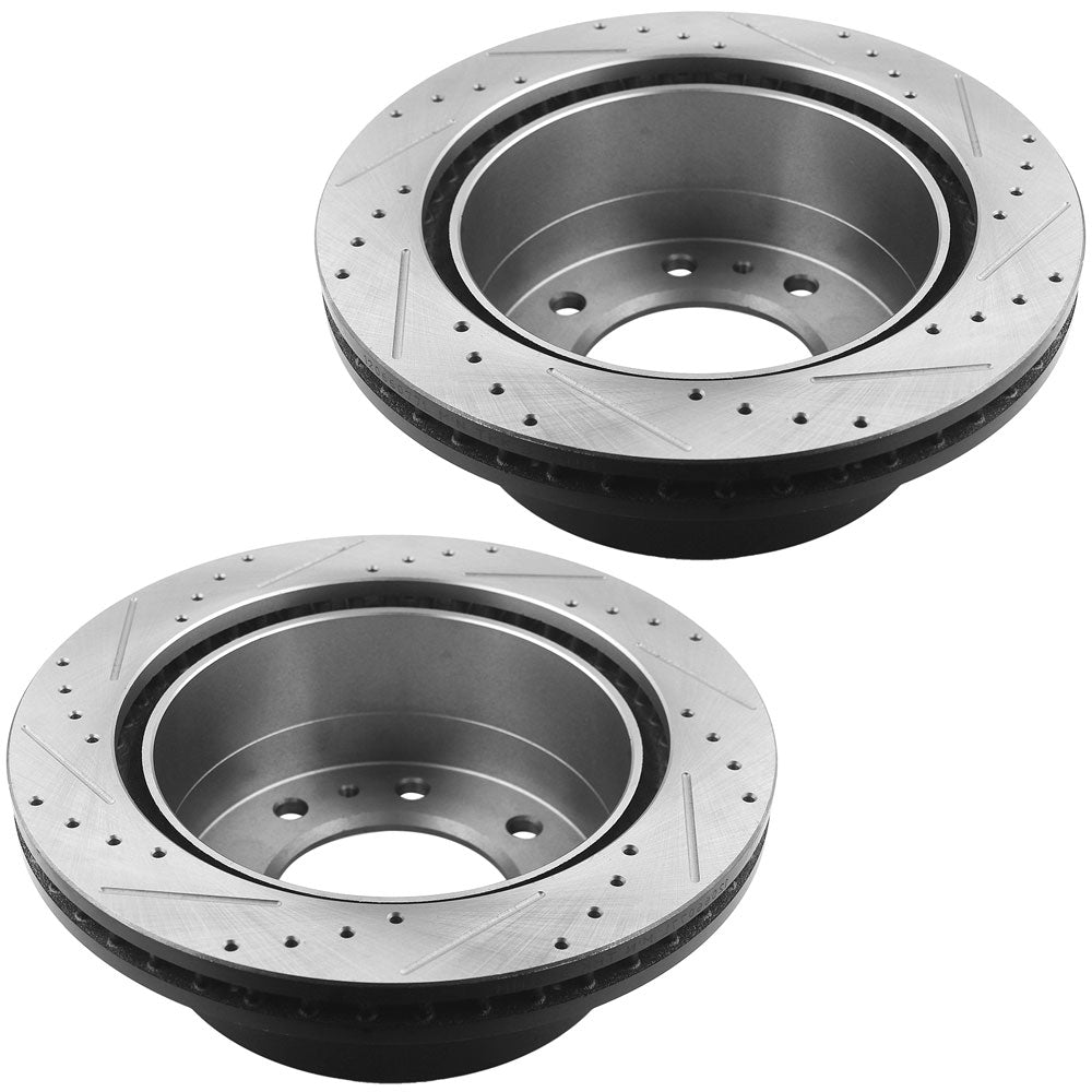 Silverado Sierra 2500 3500 HD Rear Drill Slot Brake Rotors Brake Pads