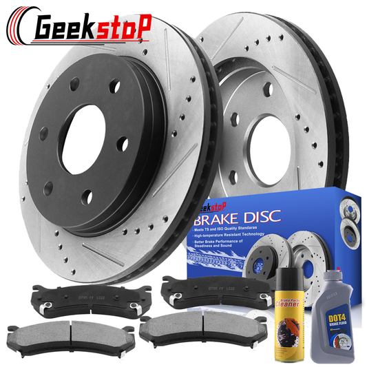 Chevy GMC Express Savana FRONT Coated Brake Rotors Ceramic Pads