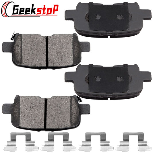 Geekstop Ceramic Rear Left & Right Brake Pads Kit 2001-2006 Acura MDX, 2002-2004 Honda Odyssey, 2003 - 2008 Honda Pilot - 4pcs- All Clips and  Included