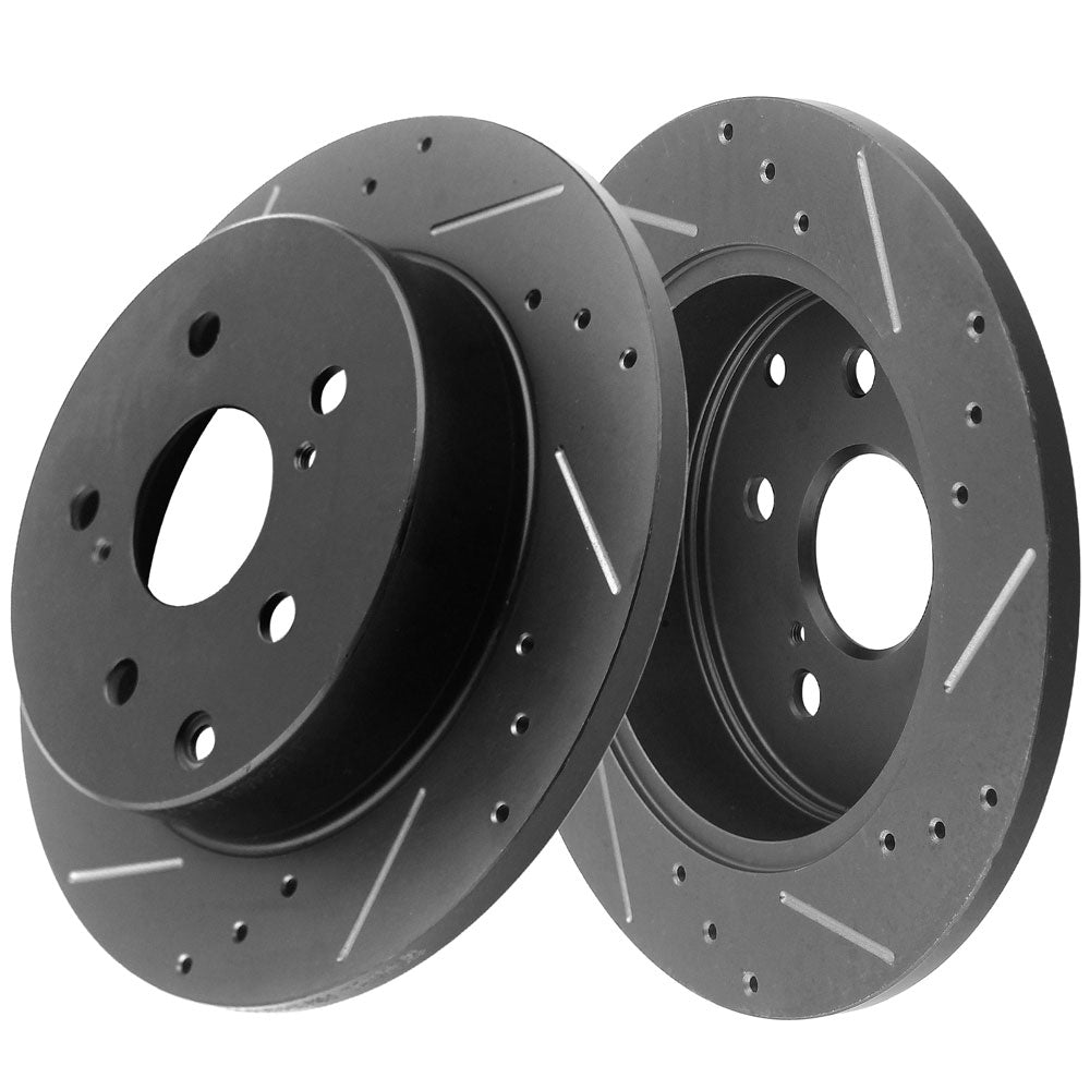 GEEKSTOP Drilled & Slotted Rear Brake Rotors + Ceramic Brake Pads Kit fits for 2010 - 2012 Lexus Hs250H, 2006 - 2018 Toyota Rav4 - 281.1mm Soild Rear Brake Discs - Aimco 31443, D1212