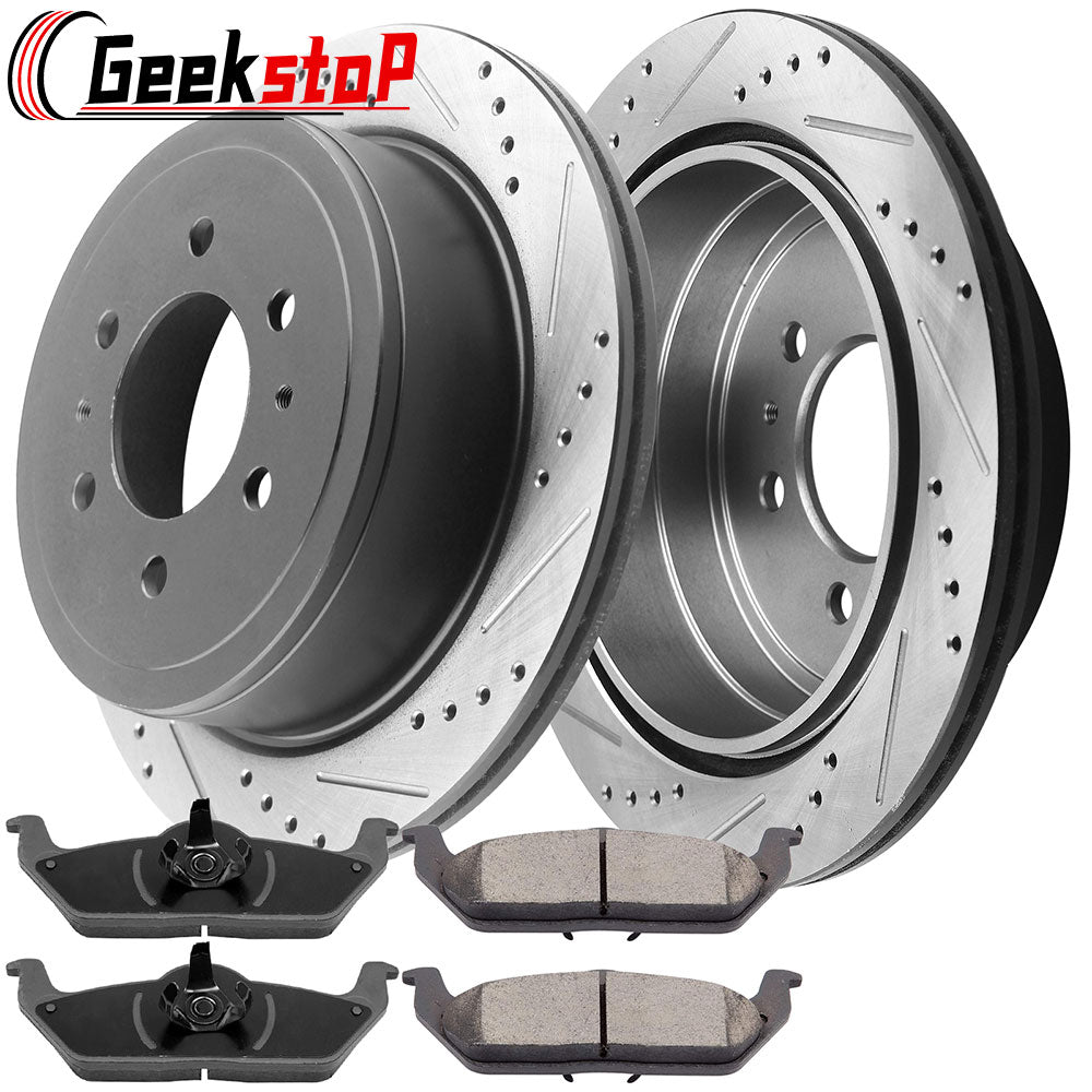 Ford F-150 Lincoln Mark LT E-coating Drilled Slotted Rear Brake Rotors