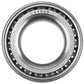 Close-up of L44649 tapered roller bearing inner race, showing engraved part number and visible roller elements.